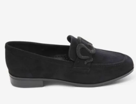 The Loafer with Pave Snake Ornament in Black