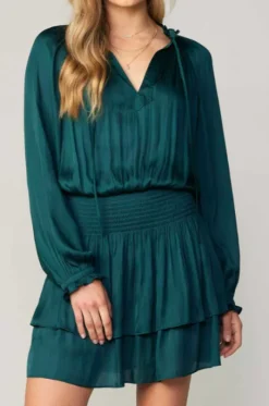 The Long Sleeve Mini Dress in Forest Green