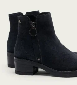The Low Heel Outside Zip Bootie in Carbon
