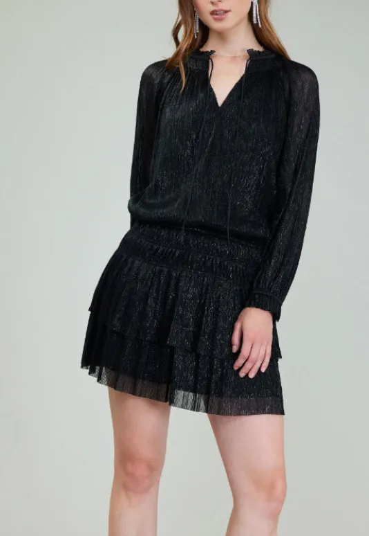 The Lurex Mini Dress in Black