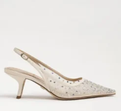 The Mesh Sling Back Pointed Pump in Ivory