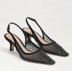 The Mesh Sling Back Pointed Pump in Black
