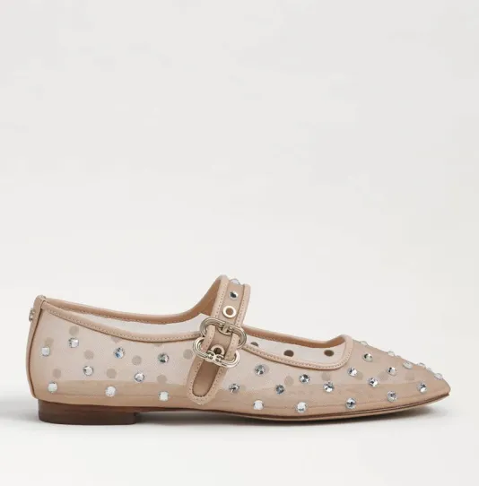 The Mesh with Crystals Maryjane Ballet in Pink