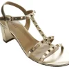 The Mid Heel Pyramid Stud Sandal in Platino