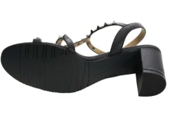 The Mid Heel Pyramid Stud Sandal in Black
