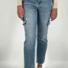 The Mid Rise Cargo Jean in Light Denim