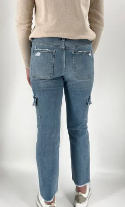 The Mid Rise Cargo Jean in Light Denim
