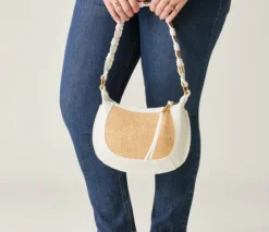 The Mixed Media Shoulder Bag in Natural