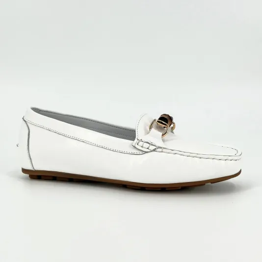 The Moccasin with Bamboo Bit in White