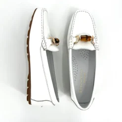 The Moccasin with Bamboo Bit in White