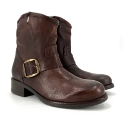 The Moto Bootie in Marron Brown