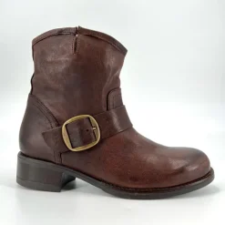 The Moto Bootie in Marron Brown