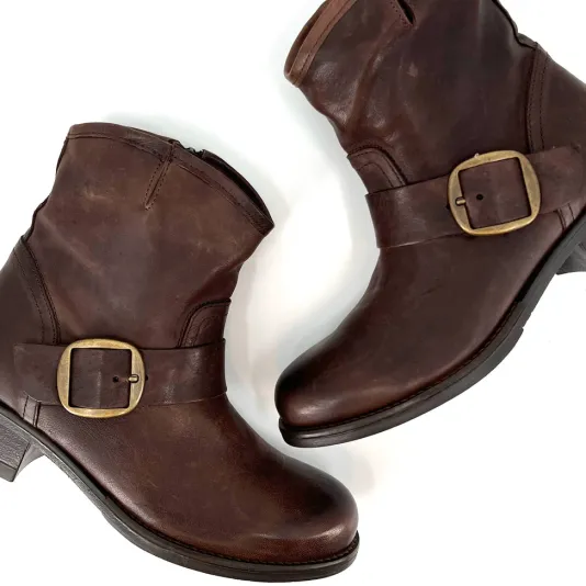 The Moto Bootie in Marron Brown