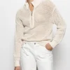 The Open Knit 1/2 Zip Sweater in Natural