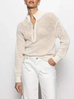 The Open Knit 1/2 Zip Sweater in Natural