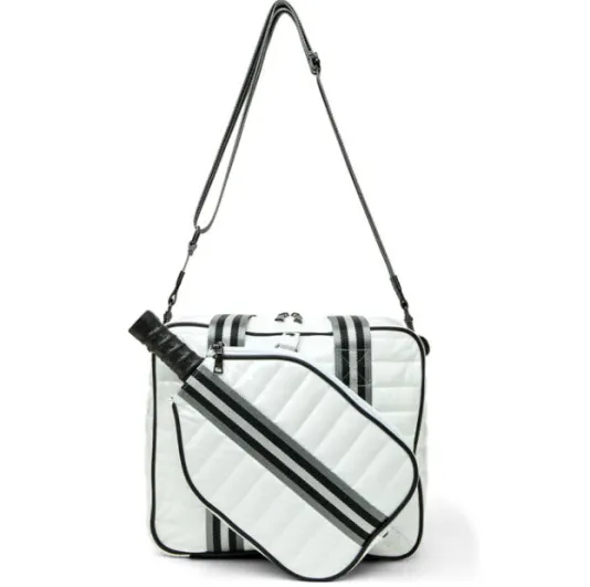 The Pickleball Tote in White Patent