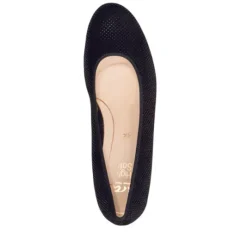 The Pin Dot Suede Printed Pump in Black