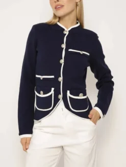 The Piped Sweater Blazer in Navy