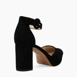 The Platform Pump with Ankle Strap in Black