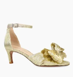 The Pleated Bow Sandal in Gold