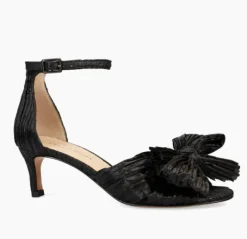 The Pleated Bow Sandal in Black