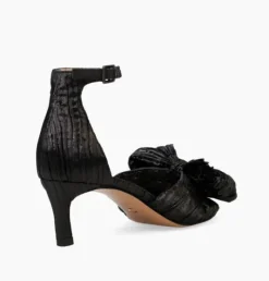 The Pleated Bow Sandal in Black
