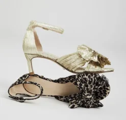 The Pleated Bow Sandal in Gold