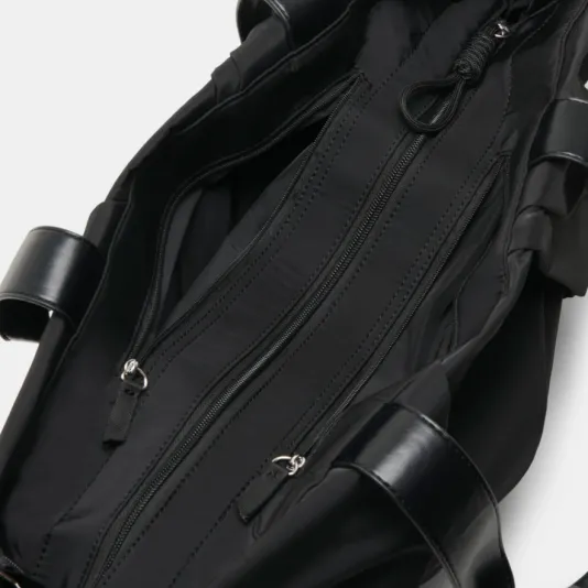 The Pleated Nylon Tote in Black