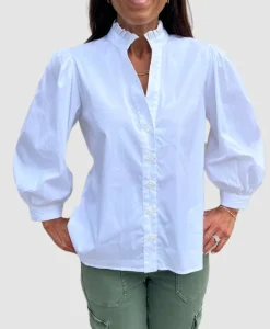 The Poplin Top in White
