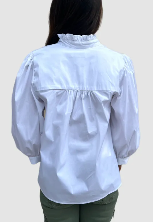 The Poplin Top in White