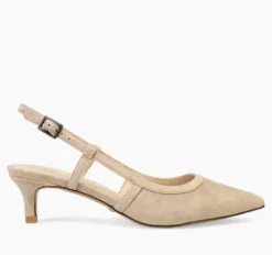 The Posted Sling Almond Toe Pump in Mushroom