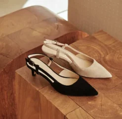 The Posted Sling Almond Toe Pump in Black