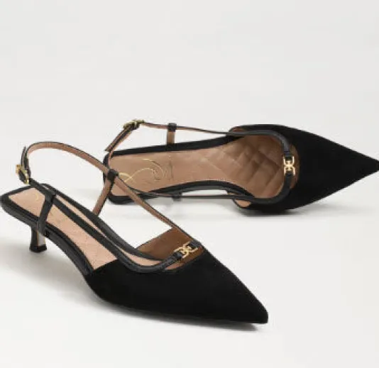 The Posted Sling Back Pointed Pump in Black