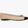 The Quilted Cap Toe Ballet in Beige Black
