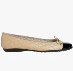 The Quilted Cap Toe Ballet in Beige Black