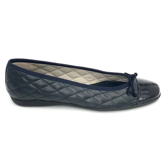 The Quilted Cap Toe Ballet in Navy