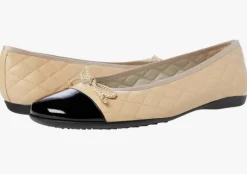 The Quilted Cap Toe Ballet in Beige Black