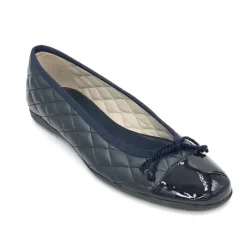 The Quilted Cap Toe Ballet in Navy