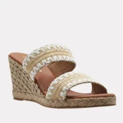 The Raffia 2 Band Espadrille in Beige White