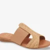 The Raffia & Elastic Slide Sandal in Beige
