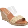 The Raffia & Vinyl Band Mid Espadrille in Beige Clear