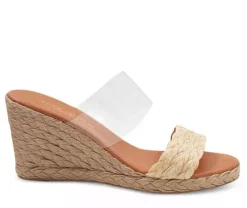 The Raffia & Vinyl Band Mid Espadrille in Beige Clear