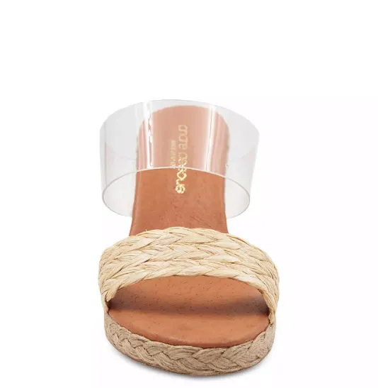The Raffia & Vinyl Band Mid Espadrille in Beige Clear
