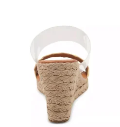 The Raffia & Vinyl Band Mid Espadrille in Beige Clear