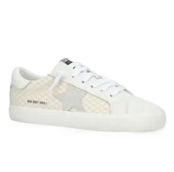 The Raffia Checkered Star Lace Sneaker in Natural