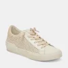 The Raffia Fabric Lace Sneaker in Tan Cream