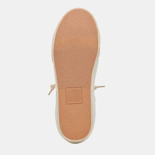 The Raffia Fabric Lace Sneaker in Tan Cream