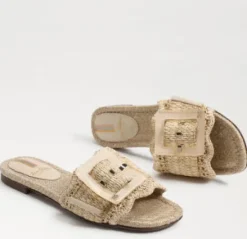 The Raffia Flat Sandal with Buckle