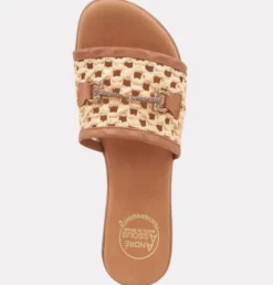 The Raffia Open Weave Slide with Crystal Bit in Natural