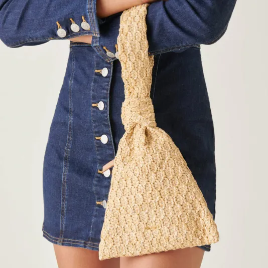 The Raffia Wristlet in Natural